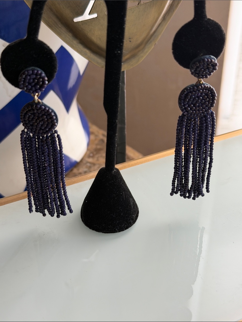 JCrew pierced earrings tiny micro purple beads post style round set with beads - Picture 4 of 14
